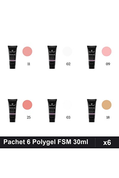 FSM Set 6 Polygel 30ml - Nr.11, Nr.02, Nr.09, Nr.25, Nr.03, Nr.18