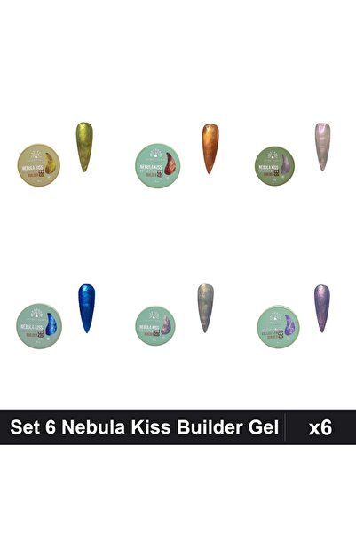 global fashion Set 6 Nebula Kiss Builder Gel 15g - Nr.01 Nr.09 Nr.11 Nr.12 Nr...