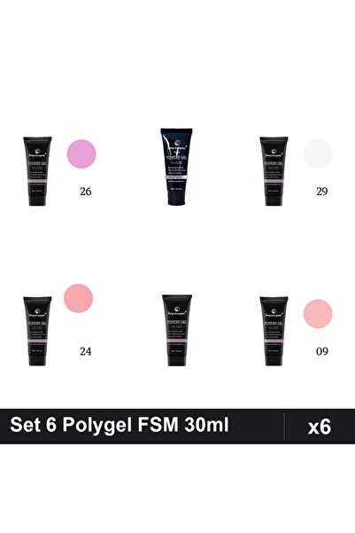 FSM Set 6 Polygel 30ml - Nr.01, Nr.09, Nr.15, Nr.24, Nr.26, Nr.29