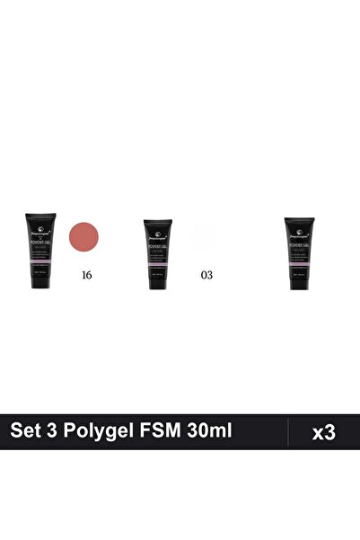 FSM Set 3 Polygel 30ml - Nr.16, Nr.03, Nr.01 Clear - Constructie Unghii
