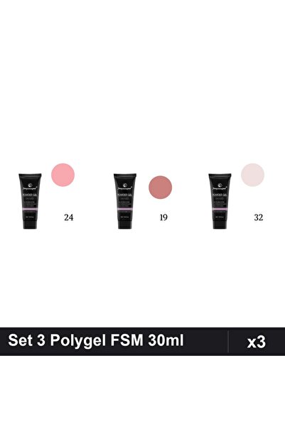 FSM Set 3 Polygel 30ml - Nr.24, Nr.19, Nr.32 - Constructie Unghii