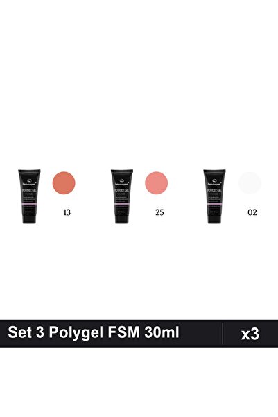 FSM Set 3 Polygel 30ml - Nr.13, Nr.25, Nr.02 - Constructie Unghii