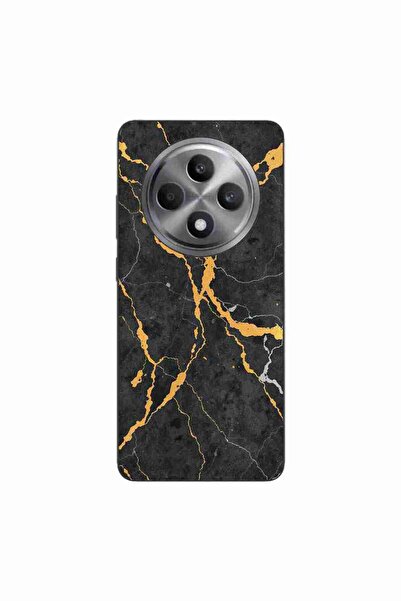 OEM Husa compatibila cu Oppo Reno12 FS Silicon Gel Tpu Model Noir Gold Marble