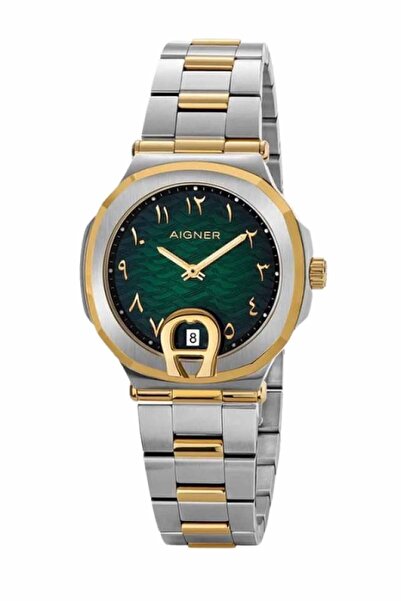 Aigner Women's Watch, Green Dial With Arabic Numbers, Silver and Gold With Da...