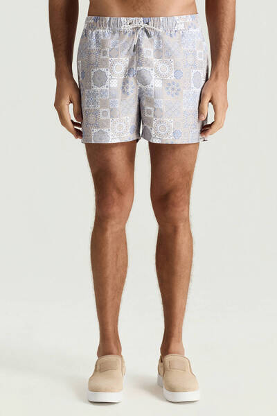 Hemington Paisley Desen Bej Rengi Quick Dry Mayo