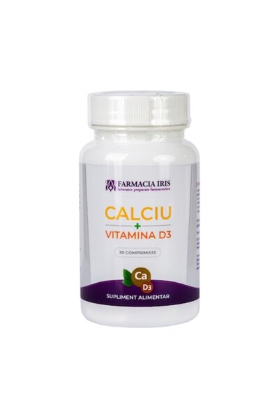 IRIS Supliment alimentar, Calciu 450 mg + Vitamina D3, 30 tablete