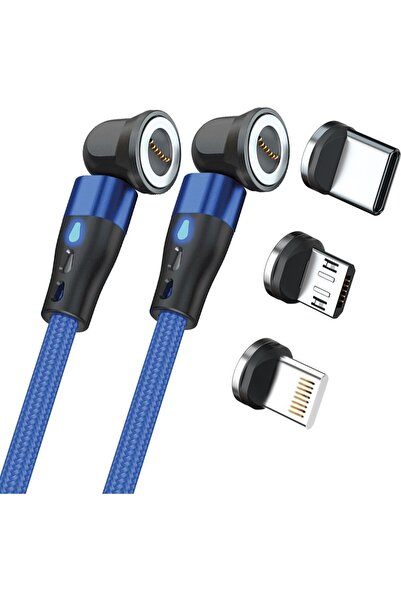 realpower Magnetic cable,1m,2x magnetisch,blau mit Adaptern