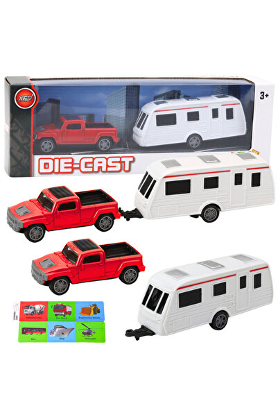 LeanToys Set de mașini metalice cu rulotă