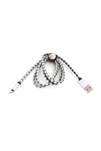 Platinet MAMBA MICRO USB TO USB LEATHER CHECKED CABLE KABEL 2,4A 1M WHITE [43...