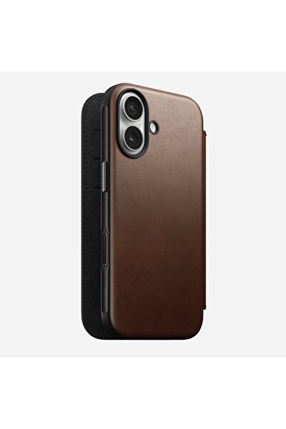 Nomad Husă modernă din piele - husă tip carte din piele pentru iPhone 17 comp...