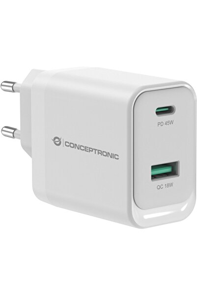 CONCEPTRONIC Încărcător 2 porturi GaN USB-C/-A 45W PD3.0/PPS ws