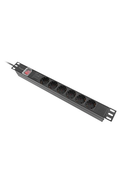 Lanberg Bandă de alimentare PDU 19 " 1U 10A 6x Schuko 2m Negru C14