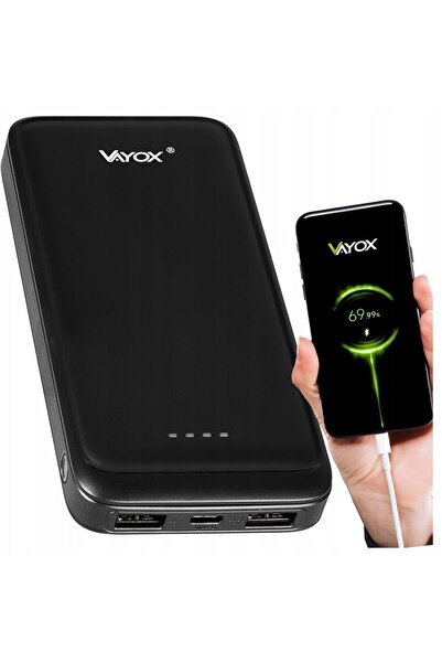 CANYON Powerbank 10000 mAh intrare USB-C ieșire 2xUSB-A + USB-C 5V 2.1A negru...