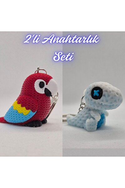3DAtölyeMaker Fire Engine Red Knitted Pattern Parrot and White Knitted Patter...