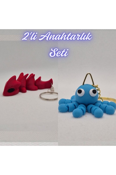 3DAtölyeMaker Fire Engine Red Flexible Dragon and Light Blue Confused Octopus...