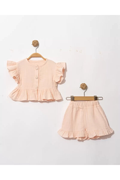 DMR Elegance 6/24 Month Button Detailed Muslin Fabric Baby Set