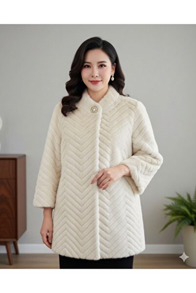 DAY BY DAY Women's Winter Fur Lined Jacket with Embossed Design Pockets High ...