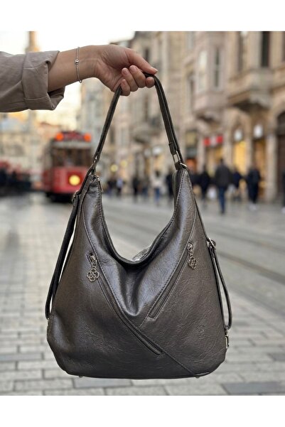 KIRASE Casual Medium Size Soft Leather Compartmented Shoulder and Backpack (L...