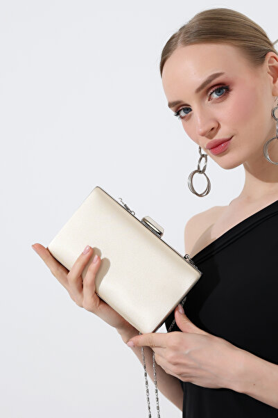 BALANZ Gold Satin Shiny Women's Evening Dress Bag Stylish Evening Event Model