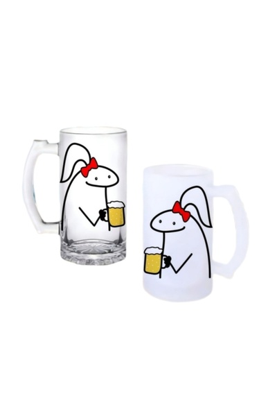 Ghostbastır Line Girl Handled Beer Glass with Frosted or Transparent Options 050
