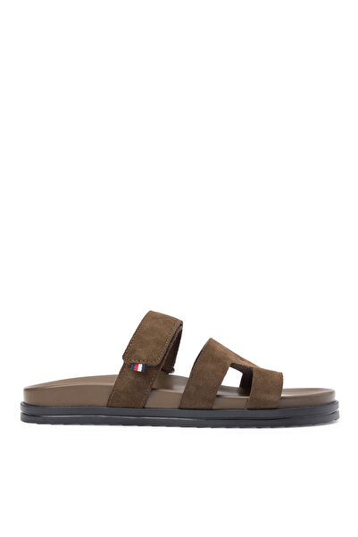 Tommy Hilfiger Kahverengi Erkek Terlik ADJUSTABLE PREMIUM SUEDE SANDAL