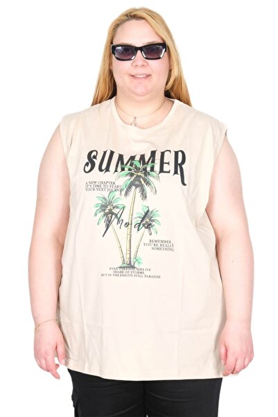 ModeXL Modni XL pravi plus size ženski top bez rukava sa printom za leto U260...