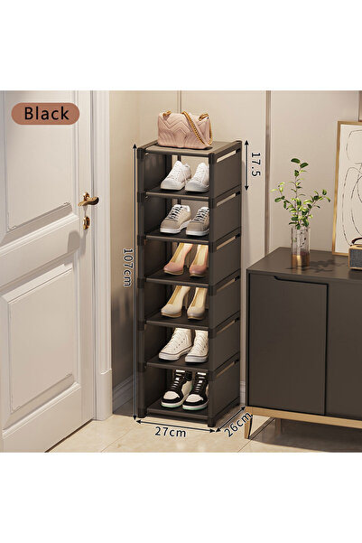 Choice9 Black 7 layers Shoe rack Small shoe cabinet widened against the wall ...