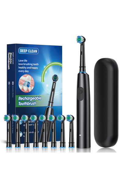 Choice3 black 8 heads box Electric Rotating Toothbrush Deep Clean Whitening T...