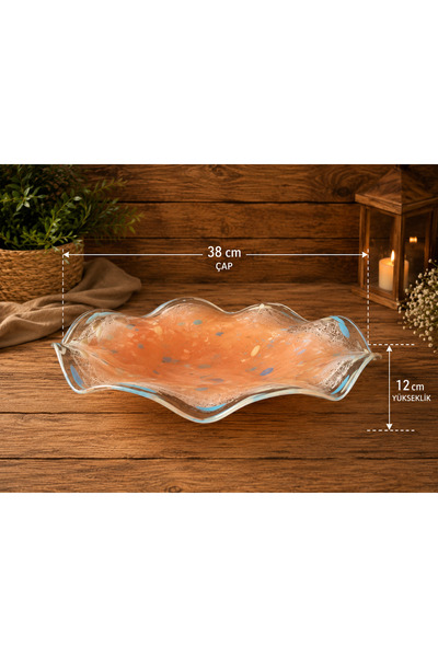 GATO SHOP El Yapımı Üfleme Cam Dekoratif Meyvelik & Sunumluk – 38 Cm Çap | Mo...