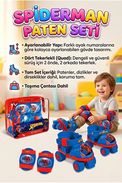Tıfıl Toys Örümcek Adam 4 Tekerlekli Quad Dizilimli Ayarlanabilir Çocuk Paten...