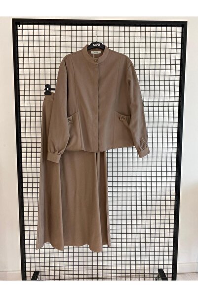 Armine TREND Hakim Collar Pocket Blouse with Zipper at the Waist Skirt Top an...