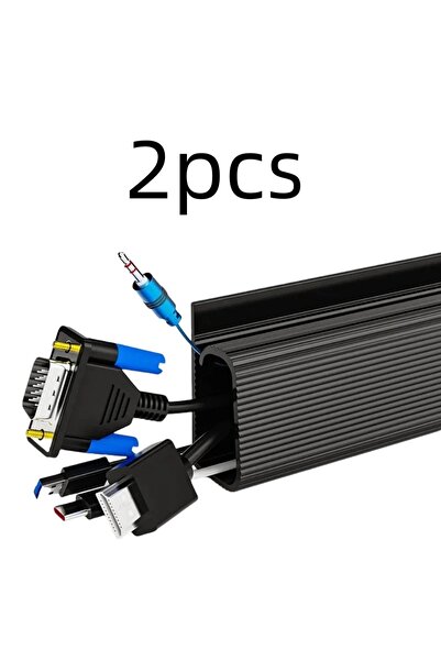 Choice4 black-2pcs 1pc PVC Desk Cable Tray Cable Management Under Desk Channe...