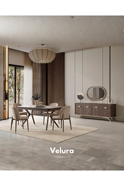 Velura Home & Living Nova Yemek Odası Takımı - Koyu Ceviz (Tv Ünitesi Hariç)