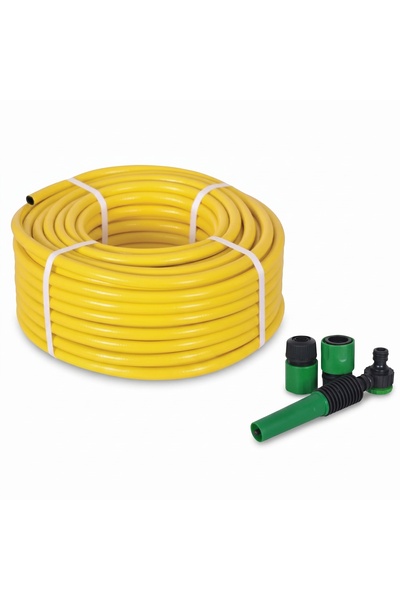 Bervas PVC Garden Hose Yellow Insert 20m 3/4, Anti-Algae, UV, 20 Bar, 5 Acces...