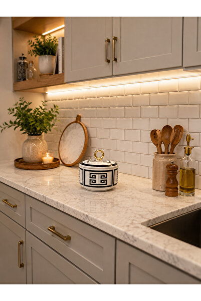 Bibo Home Şekerlik 1 Adet Versa Desen Siyah Halka Gold