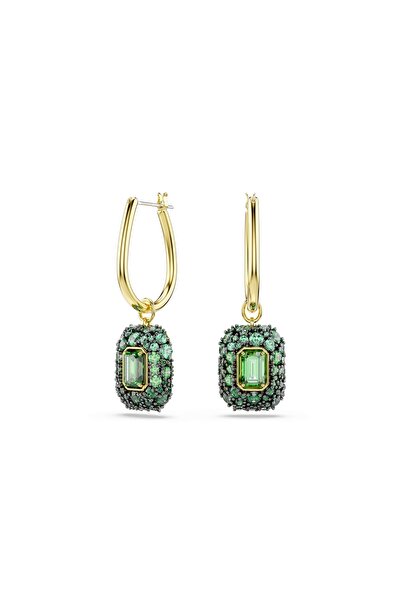 Swarovski Sublima damla küpeler, Sekizgen kesim, Yeşil, 18k altın rengi yüzey