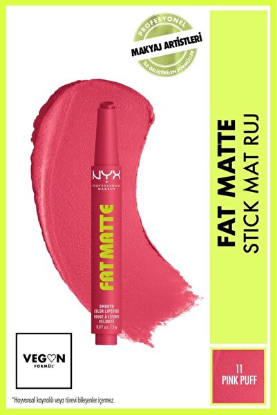 NYX Professional Makeup Fat Matte Nemlendirme Etkili Mat Ruj - 11 Pink Puff