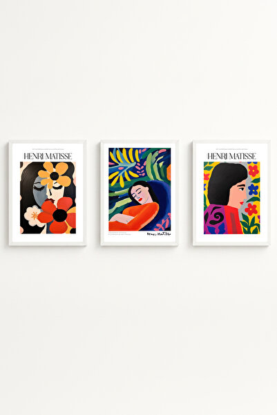 huhuli Set de pictură Henri Matisse cu ramă din lemn alb Huhu541