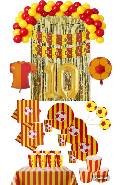 Mehca 16 Person Yellow Red (Gs) Fan Jersey 10-Year-Old Foil Birthday Concept