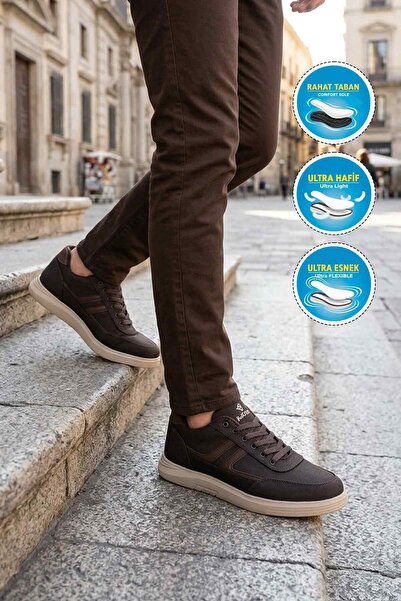 Dakırs Brown Linen Lightweight Flexible Men's Casual Shoes 2036 m