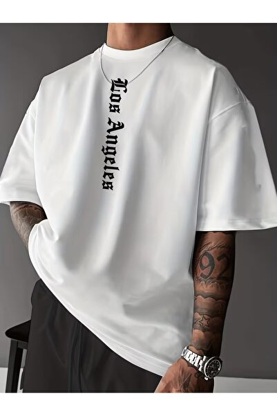 PAVRO Unisex Άνετο T-shirt με μικτό σχέδιο και στάμπα