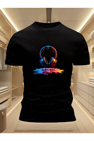 PAVRO Unisex Άνετο T-shirt με μικτό σχέδιο και στάμπα