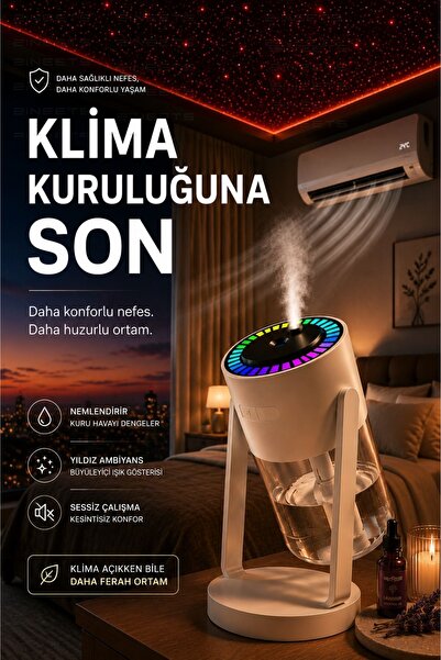 Zineets 280ML Yıldız Tavan Ledli Oda Ve Araç Hava Nemlendirici Buhar Makinesi...