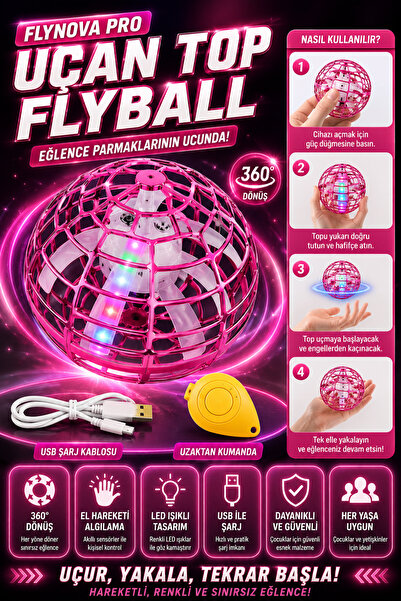 indirimsevinci Flynova PRO Uçan Top Flyball LED Işıklı Sensörlü Akıllı Drone ...