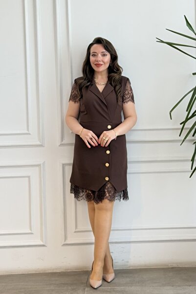yb yağmur butik Rochie cu dantelă la două rânduri