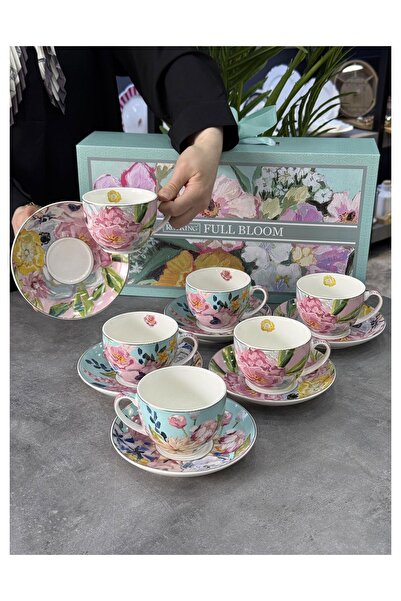 Doğudeko Retro Bohem Bloom Porselen 6 Lı Çay Seti