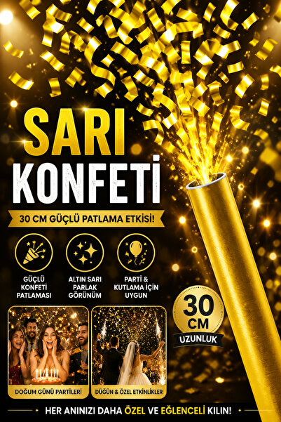 Tamsena Store Sarı Renk Konfeti 30 CM Parti Kutlama Patlatma Konfeti