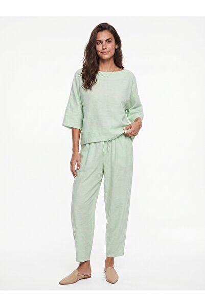 ONLOOX Water Green Boat Neck Half Sleeve Elastic Waist Shalwar Trousers Top a...