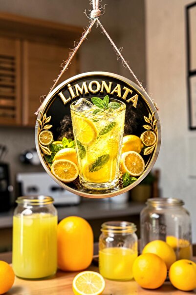Nod Ornament de perete din lemn cu șnur, cu tematică limonadă, cu două fețe, ...