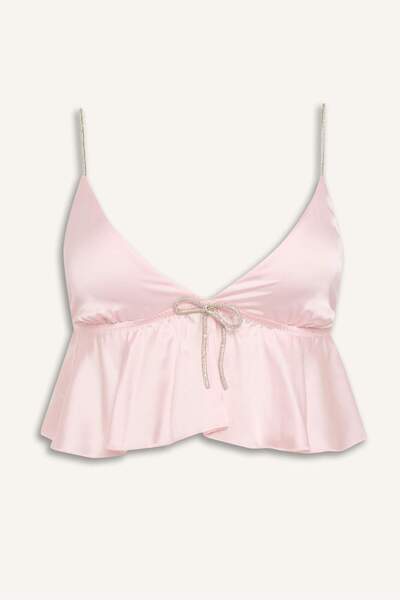 DeFacto Regular Fit Strappy Satin Pajama Top G1175Ax26Sp